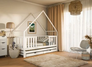 MAGIC 90x190 wit uitschuifbaar tweepersoons huisbed Lano Meubels