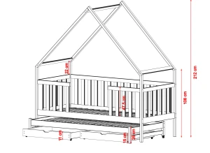MAGIC 90x190 grijs uitschuifbaar tweepersoons huisbed Lano Meubels