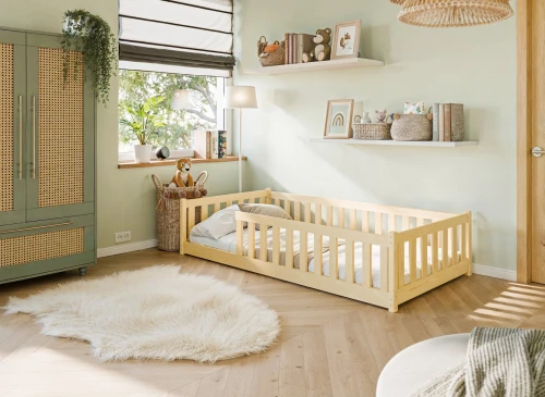 BELLA 80x160 ongelakt hout Montessori vloerbed voor kinderen Lano Meubels