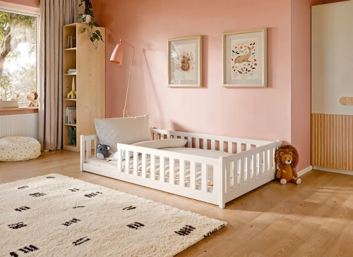 OTIS 120x200 wit Montessori vloerbed voor kinderen met boxomranding Lano Meubels