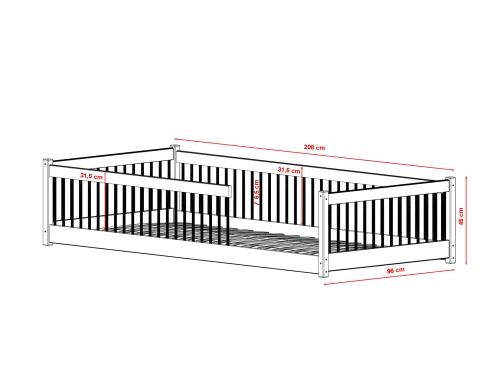 PEDRO 80x180 grafiet Montessori vloerbed voor kinderen Lano Meubels