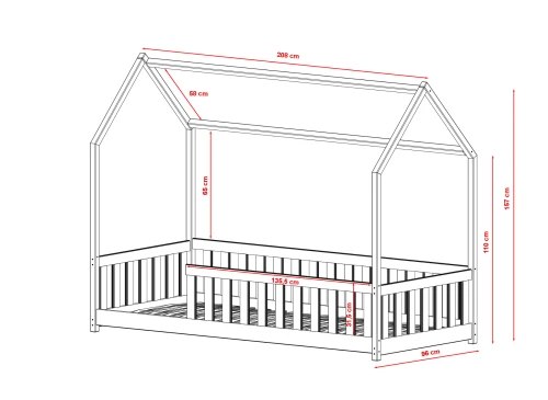 NOAH 90x200 grenen Montessori vloerbed voor kinderen huisbed Lano Meubels