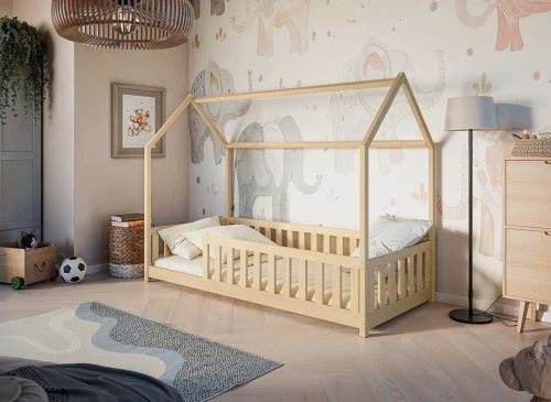 NOAH 90x200 ongelakt hout Montessori vloerbed voor kinderen huisbed Lano Meubels