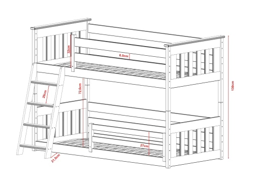 KEVIN 90x200 grenen stapelbed Lano Meubels
