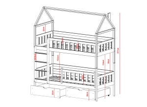 GAJA 80x170 roze stapelbed Lano Meubels