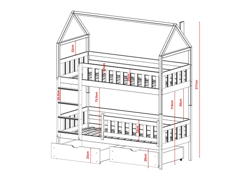 GAJA 80x200 grafiet stapelbed Lano Meubels