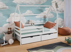 LILA 90x190 wit eenpersoons kinderbed huis Lano Meubels