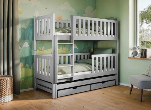 LEA 90x180 asgrijs stapelbed Lano Meubels