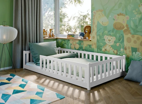 OTIS 120x200 wit Montessori vloerbed voor kinderen met boxomranding Lano Meubels