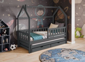 MONKEY 80x180 grafiet kinderbed huisbed Lano Meubels