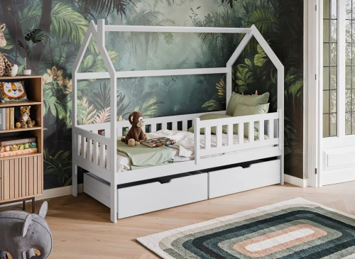 NATAN 80x180 wit eenpersoons kinderbed huisbed Lano Meubels