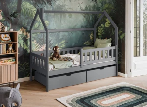 NATAN 90x180 grijs eenpersoons kinderbed huisbed Lano Meubels