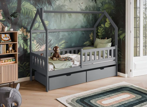 NATAN 90x190 grijs eenpersoons kinderbed huisbed Lano Meubels