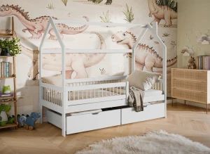 OSKAR 90x180 wit eenpersoons kinderbed huisbed Lano Meubels