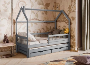 PAPI 90x190 grijs kinderbed huisbed Lano Meubels