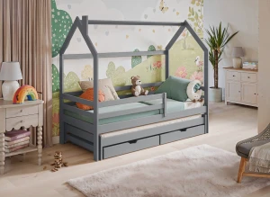 DANEK 90x180 grijs kinderbed huisje Lano Meubels