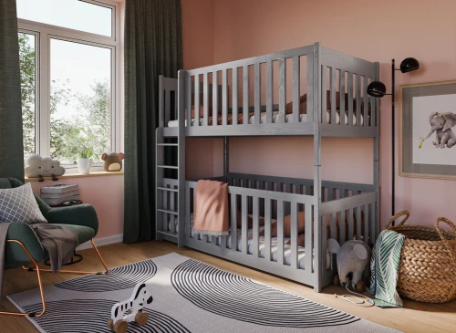 KONRAD 90x180 asgrijs stapelbed Lano Meubels