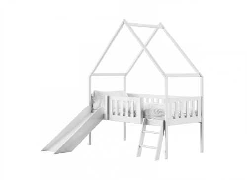 ANGEL 80x180 wit eenpersoons kinderbed huisje met glijbaan Lano Meubels