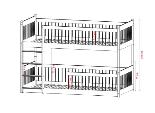 BOSTON 90x200 grenen stapelbed Lano Meubels