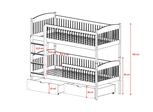 LUNA 80x180 wit stapelbed Lano Meubels