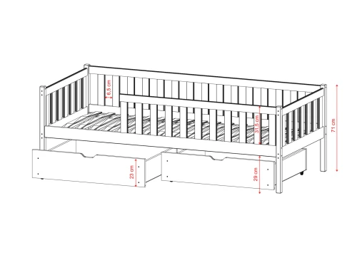 ANTONIO 90x200 grenen eenpersoons kinderbed Lano Meubels