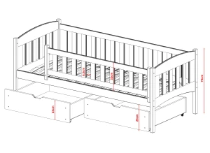 GUCIO 90x200 olijf eenpersoons kinderbed Lano Meubels