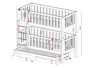 AGATHA 80x180 olijf stapelbed Lano Meubels