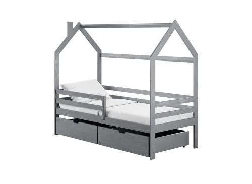 LILA 90x180 asgrijs eenpersoons kinderbed huis Lano Meubels