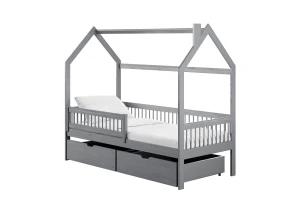 OSKAR 80x180 grijs eenpersoons kinderbed huisbed Lano Meubels