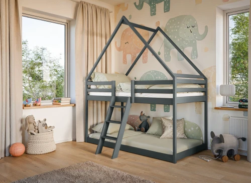 SWEET 90x200 grafiet stapelbed huisbed Lano Meubels