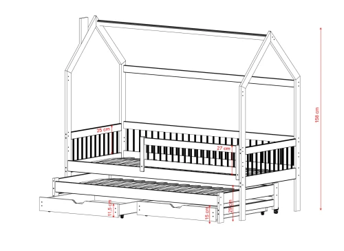 PAPI 80x180 grafiet kinderbed huisbed Lano Meubels