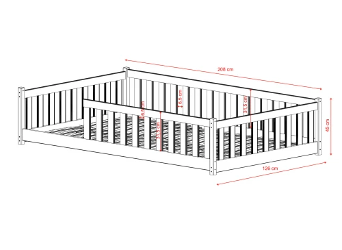 OTIS 120x200 wit Montessori vloerbed voor kinderen met boxomranding Lano Meubels