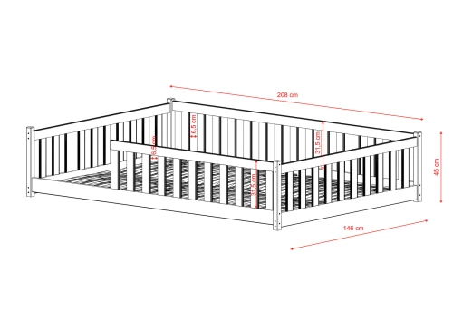 MATI 140x200 grenen Montessori vloerbed voor kinderen Lano Meubels