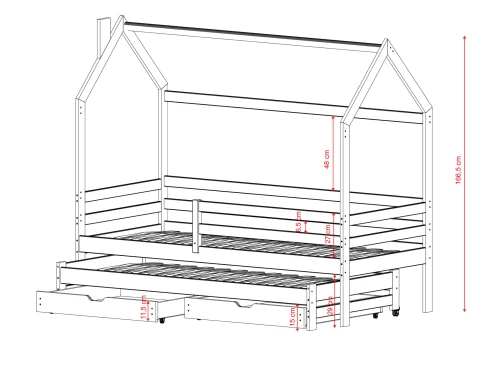 DANEK 80x160 grafiet kinderbed huisje Lano Meubels