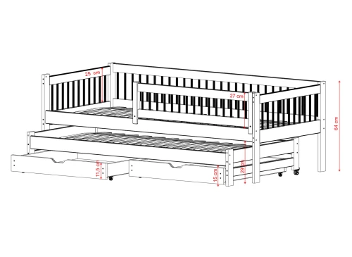 SOFTI 90x200 grafiet kinderbed Lano Meubels