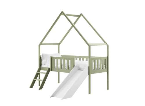 ANGEL 80x180 olijf kinderbed huisje met glijbaan Lano Meubels