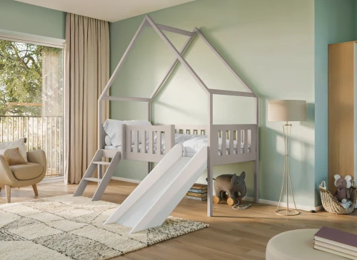 ANGEL 80x180 kasjmier kinderbed huisje met glijbaan Lano Meubels