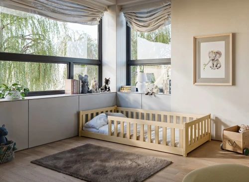 BELLA 80x160 ongelakt hout Montessori vloerbed voor kinderen Lano Meubels