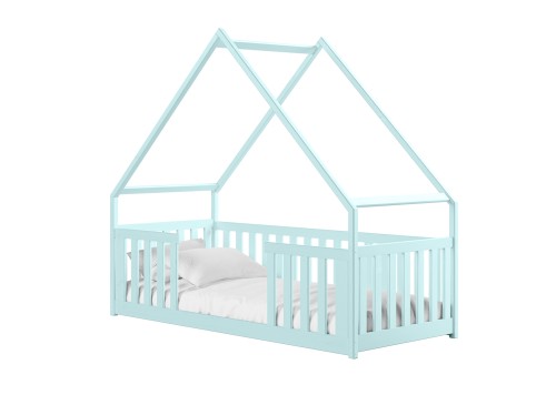 BEE 90x190 blauw Montessori vloerbed voor kinderen huisje Lano Meubels