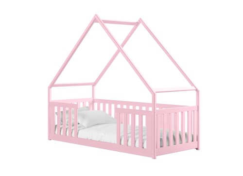 BEE 90x190 roze Montessori vloerbed voor kinderen huisje Lano Meubels