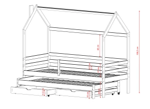 DANEK 80x170 olijf kinderbed huisje Lano Meubels