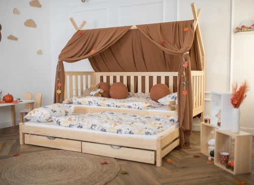 TYTUS 80x190 grenen uitschuifbaar tipi tweepersoonsbed Lano Meubels