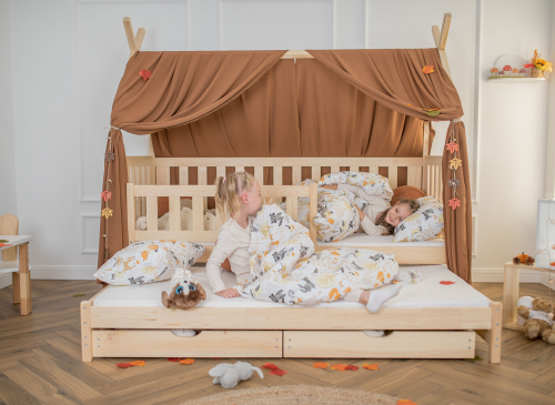 TYTUS 90x200 grenen uitschuifbaar tipi tweepersoonsbed Lano Meubels