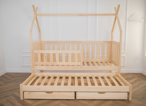 TYTUS 90x200 grenen uitschuifbaar tipi tweepersoonsbed Lano Meubels