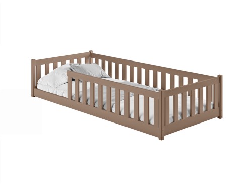 BELLA 90x190 melkchocolade Montessori vloerbed voor kinderen Lano Meubels