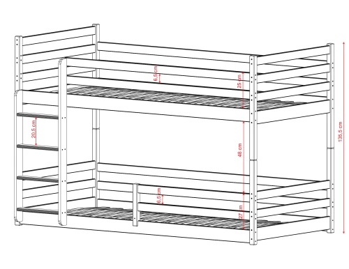 MINI 90x190 puur chocolade stapelbed Lano Meubels