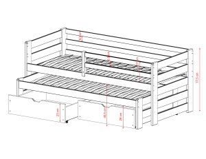 SENSO 90x180 kaneel uitschuifbaar tweepersoonsbed Lano Meubels