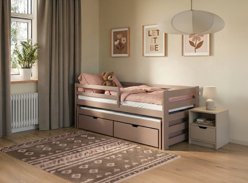 SENSO 80x190 melkchocolade uitschuifbaar tweepersoonsbed Lano Meubels