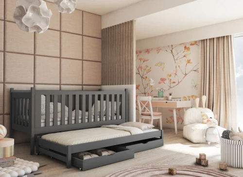 KAJA 90x200 grafiet uitschuifbaar tweepersoonsbed Lano Meubels