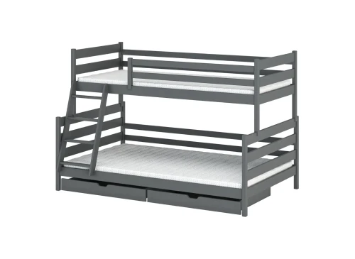 FAMI 90x200/120x200 grafiet stapelbed met breder ligvlak Lano Meubels